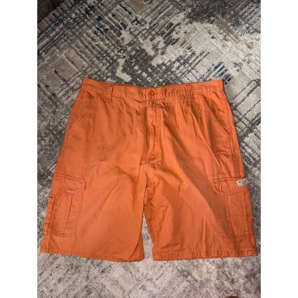 Wrangler Authentic Cargo Shorts Mens 40 Orange Cotton Twill 60CTWOR Outdoor